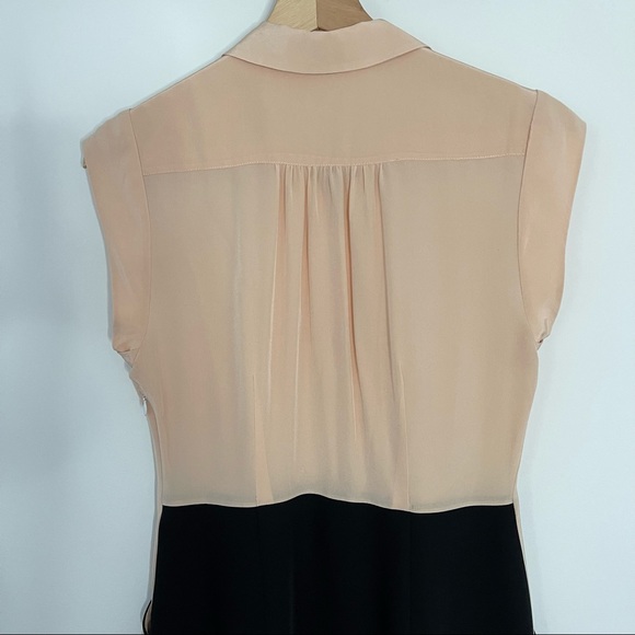 Rebecca Taylor 100% Silk Colorblock Shirtdress 4 Blush/Black - Picture 4 of 9